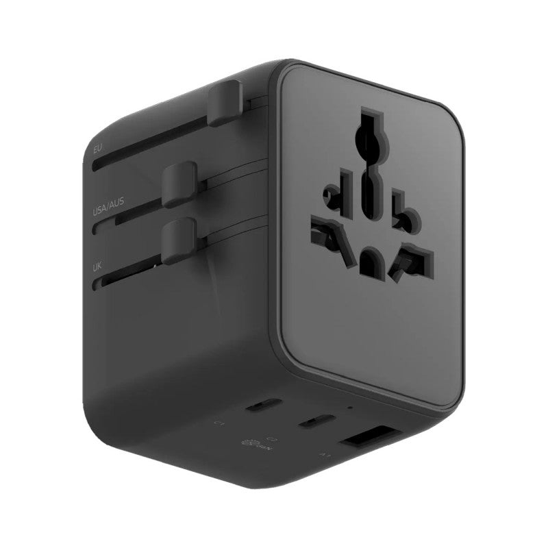 Universal Travel Power Adapter Black 5 Sockets +1 USB-A and 4 TYPE C