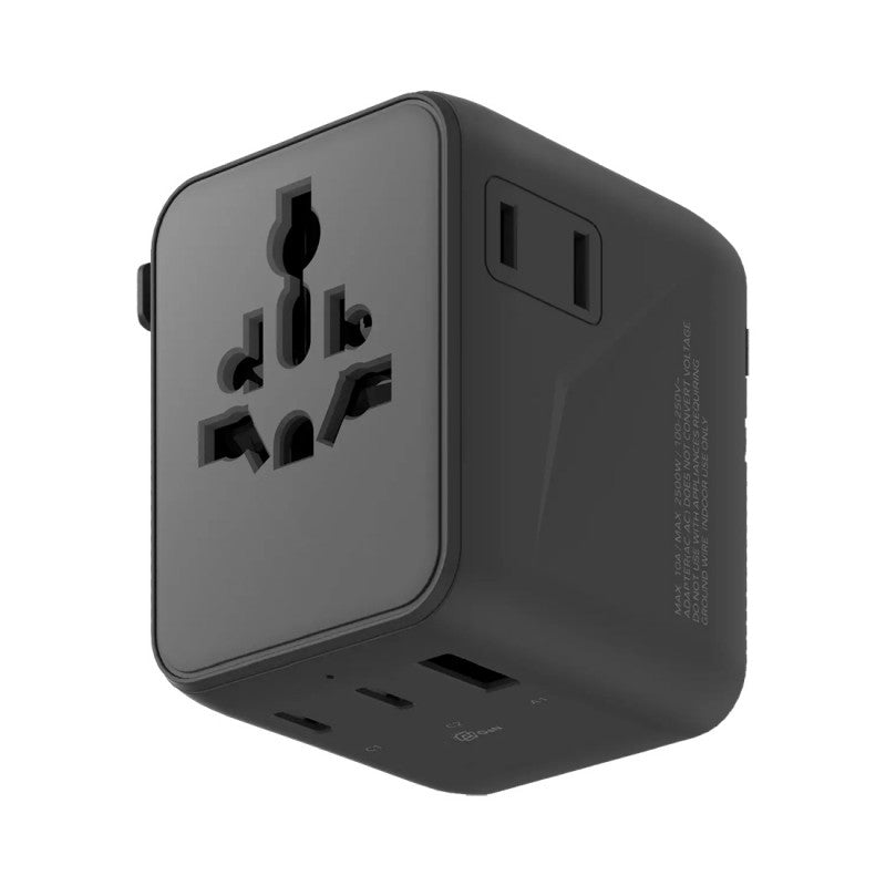 Universal Travel Power Adapter Black 5 Sockets +1 USB-A and 4 TYPE C